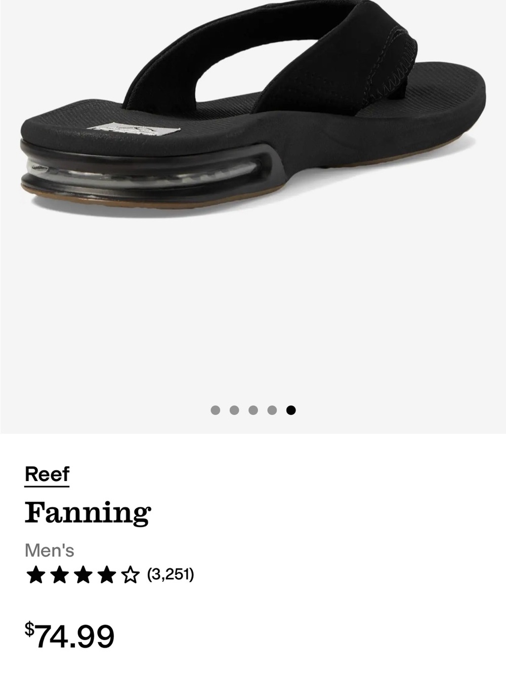 Reef Men's Black Air-Infused Fanning Flip Flops - Picture 3 of 7
